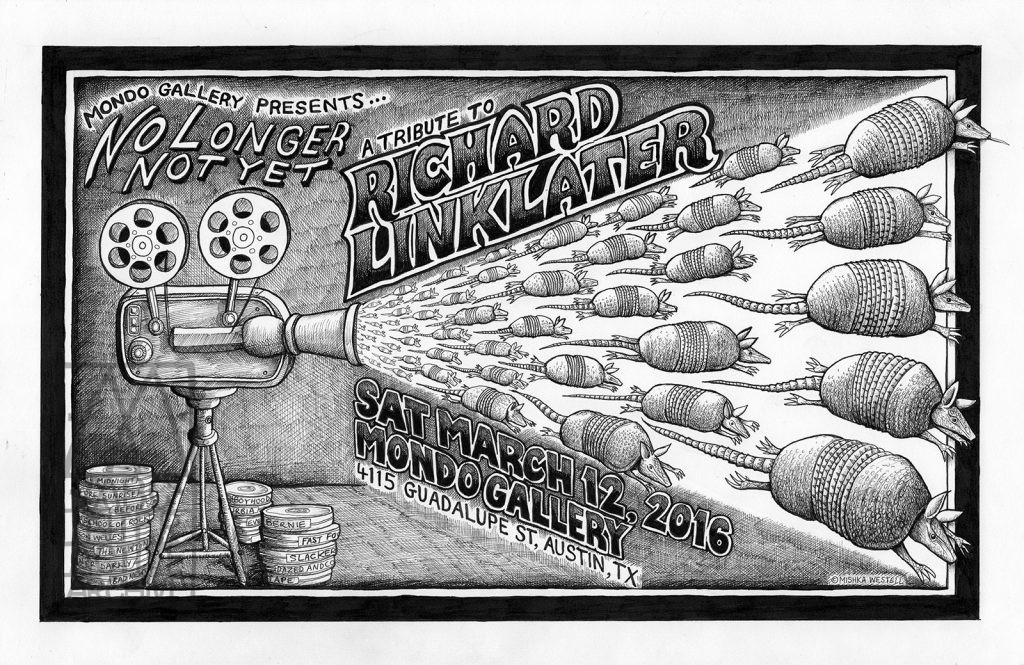 1 Richard Linklater, Mondo Gallery exhibition poster original drawing by Mishka Westell, 2016. USartwork Pen and ink on paper