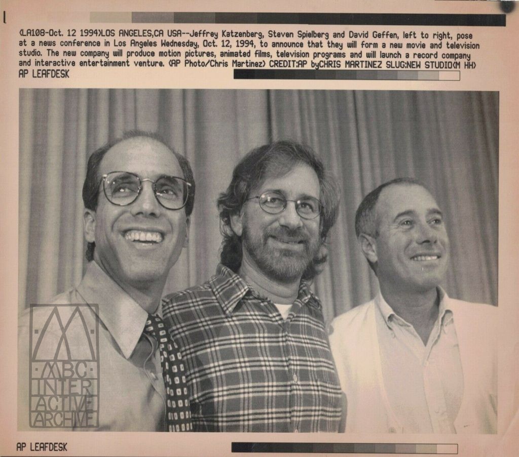 1 The Founders of Dreamworks - Jeffrey Kazenberg, Steven Spielberg, David Geffen, 1994. USwire